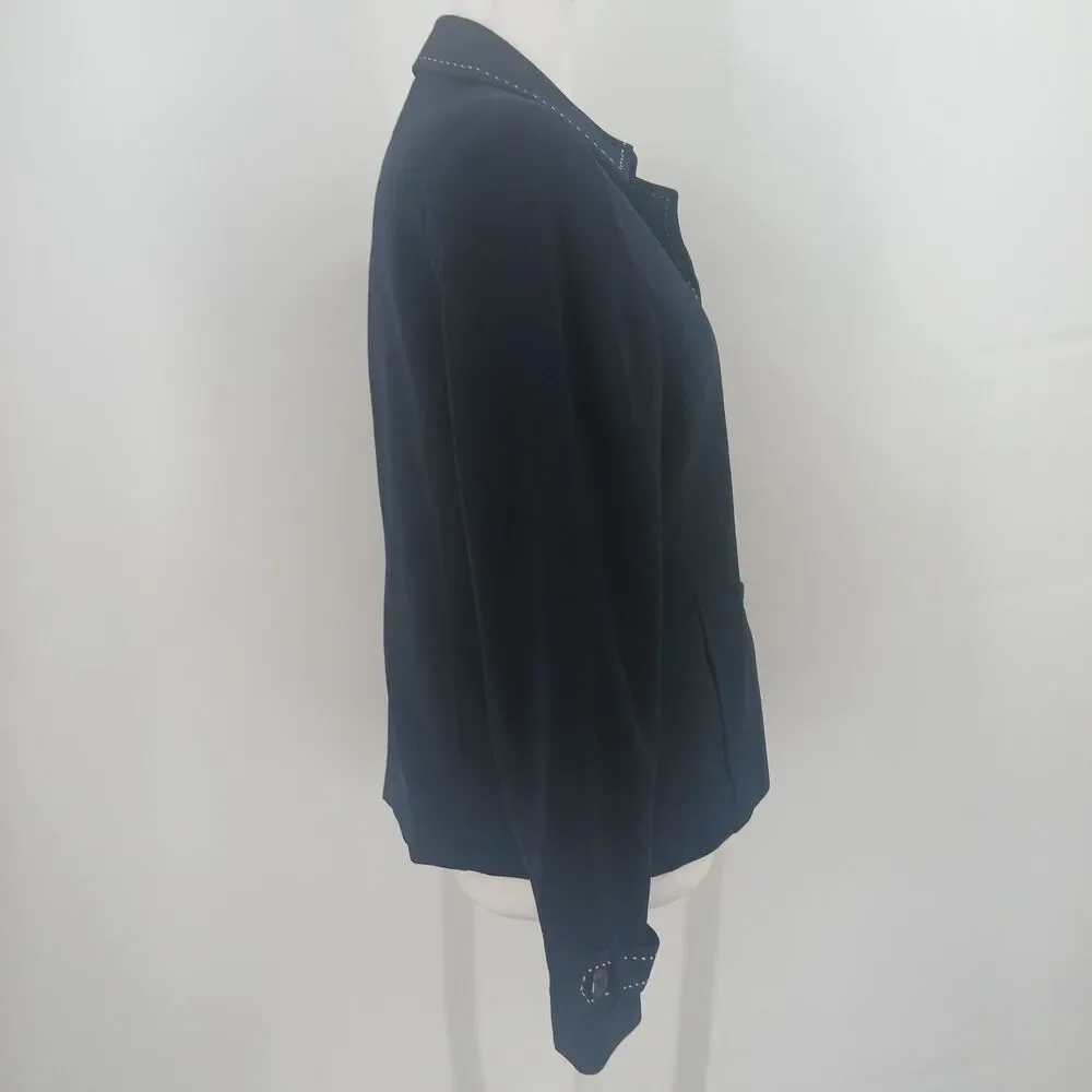 womans koret petite size 8p black button front jacket blazer top officewear